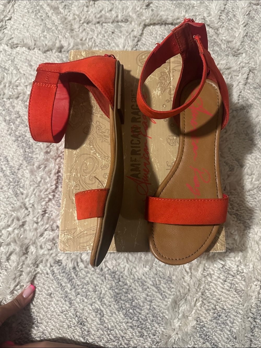 American Rag Orange-Red Ankle Strap Sandals